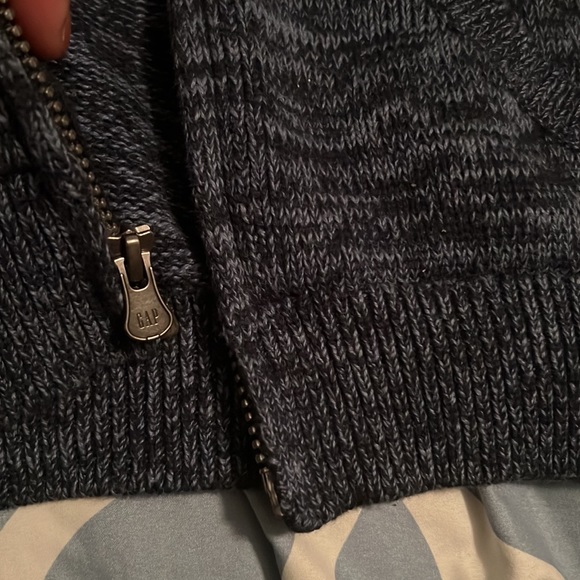 Navy Blue Zipper/Hoodie Sweater - Picture 3 of 4